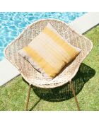 Funda de cojín Ondée de lona de lino ocre - 45x45 cm