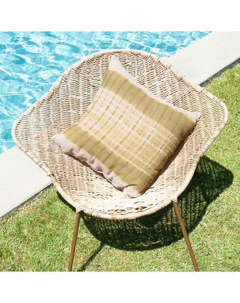 Funda de cojín Ondée de lona de lino oliva - 45x45 cm