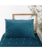 Grande housse de coussin Vague velours bleu orage - 50x75 cm