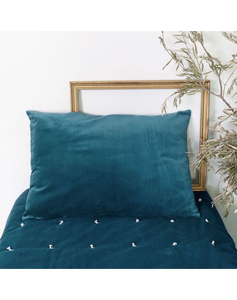Grande housse de coussin Vague velours bleu orage - 50x75 cm