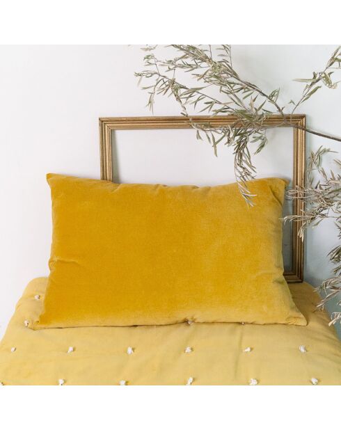 Funda de cojín grande de terciopelo amarillo ondulado, 50 x 75 cm