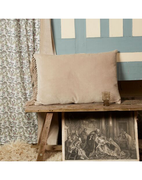 Fodera per cuscino Anna in velluto beige - 50x75 cm
