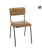 2 Chaises assise et dossier matelassés en Cuir marron - 44x51x79 cm