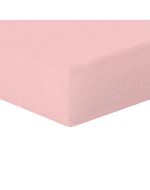 Sábana bajera ajustable Hortense de lino lavado rosa