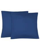 2 Taies d'oreiller en Satin de Coton Julia bleues