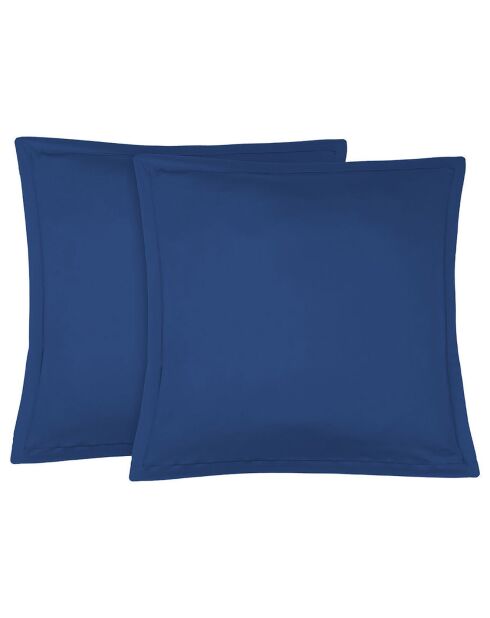 2 Taies d'oreiller en Satin de Coton Julia bleues