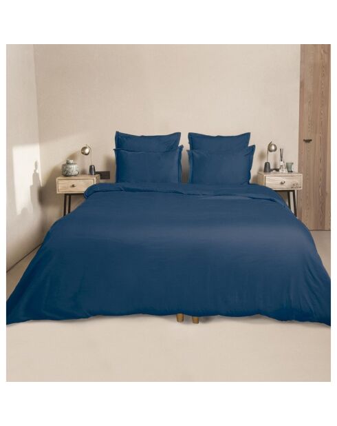 2 Taies d'oreiller en Satin de Coton Julia bleues