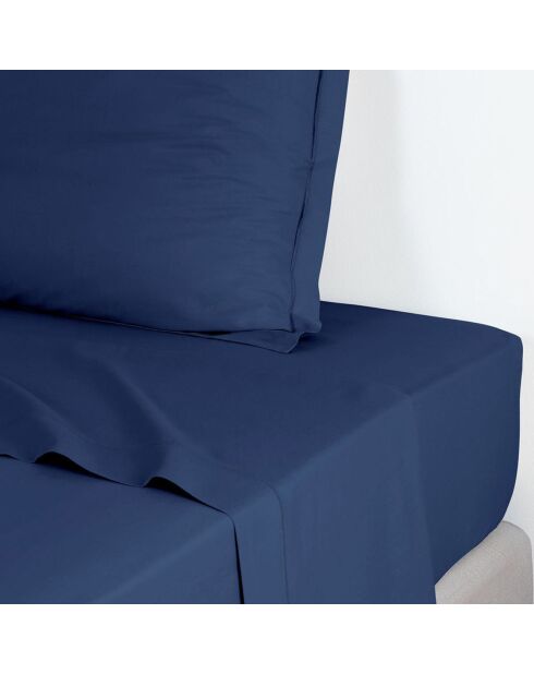 Drap plat en Satin de Coton Julia bleu