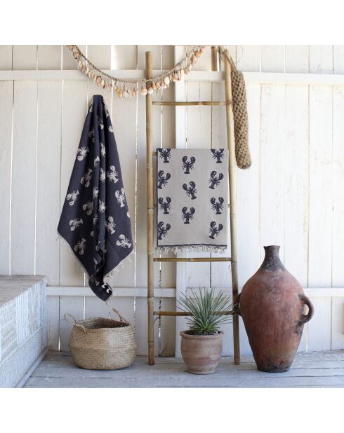 Wendbarer Fouta blauer Hummer - 100x200 cm