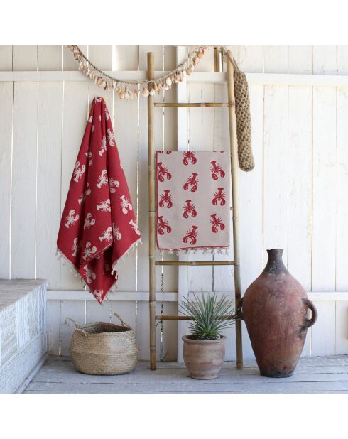 Wendbarer roter Hummer, Fouta, 100 x 200 cm