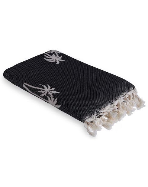 Fouta reversible Palmier noir - 100x200 cm