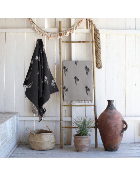 Fouta reversible Palmier noir - 100x200 cm