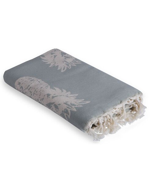 Wendbare Fouta aus grauer Ananas - 100x200 cm