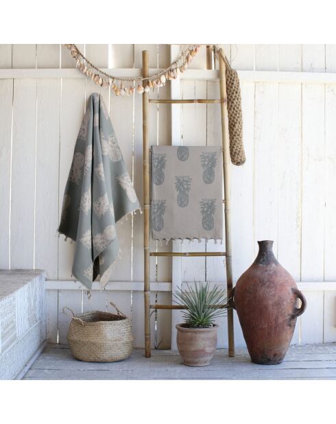 Wendbare Fouta aus grauer Ananas - 100x200 cm