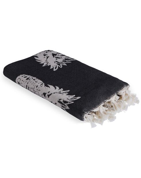 Omkeerbare fouta-zwarte ananas - 100x200 cm