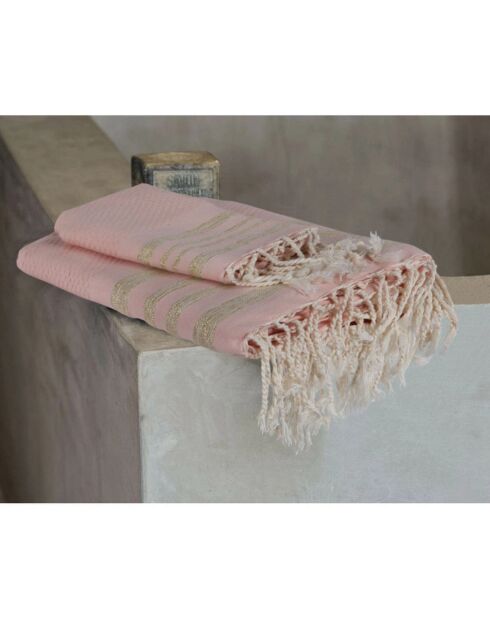 Hamptons 3-delige roze badfoutas - 100x200 cm