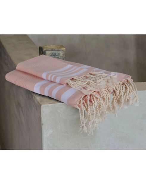 Hamptons 3-delige roze badfoutas - 100x200 cm