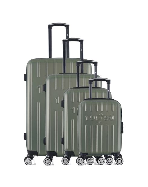 4 Valises 4 roues Archie-M 46/55/65/75 cm vert kaki