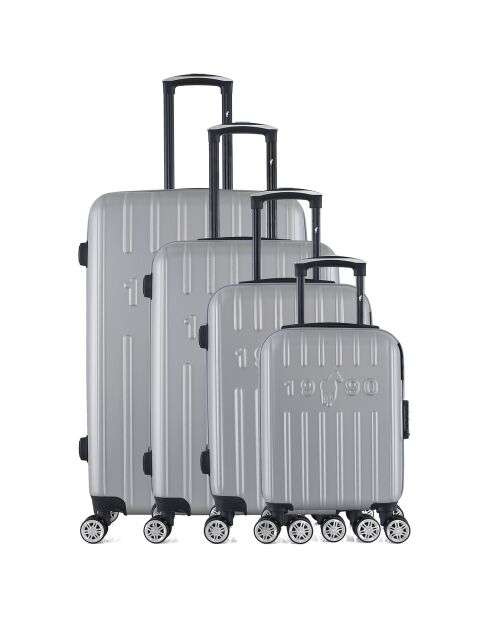 4 Valises 4 roues Archie-M 46/55/65/75 cm gris