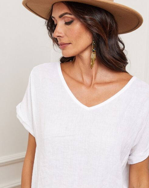 Top 100% Lin Falula blanc
