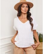 Top 100% Lin Falula blanc