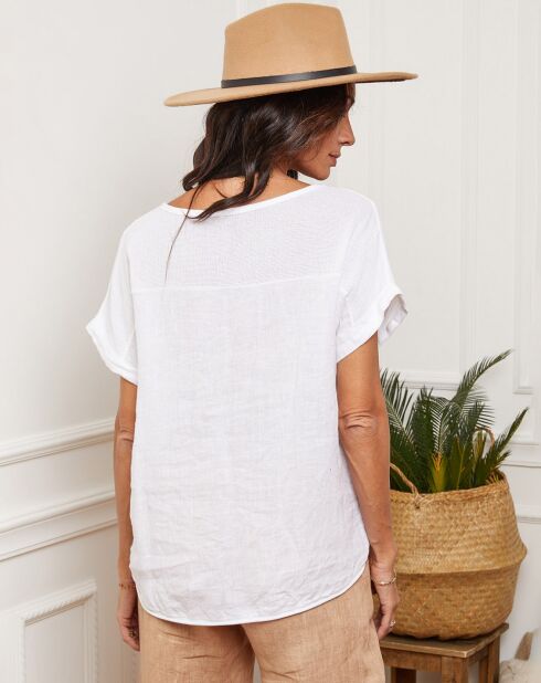 Top 100% Lin Falula blanc