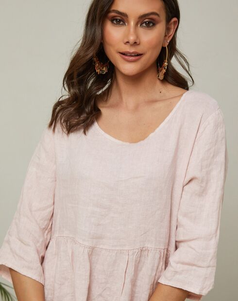 Robe 100% Lin Gatsi rose poudre