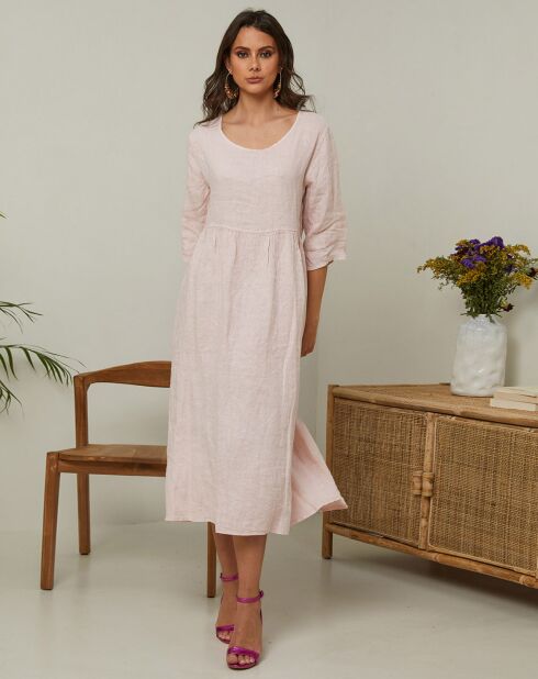 Robe 100% Lin Gatsi rose poudre