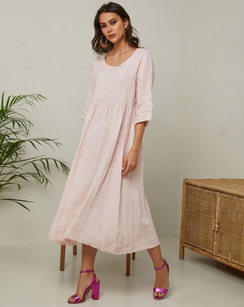 Robe 100% Lin Gatsi rose poudre
