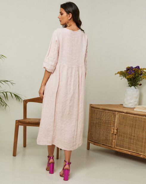 Robe 100% Lin Gatsi rose poudre