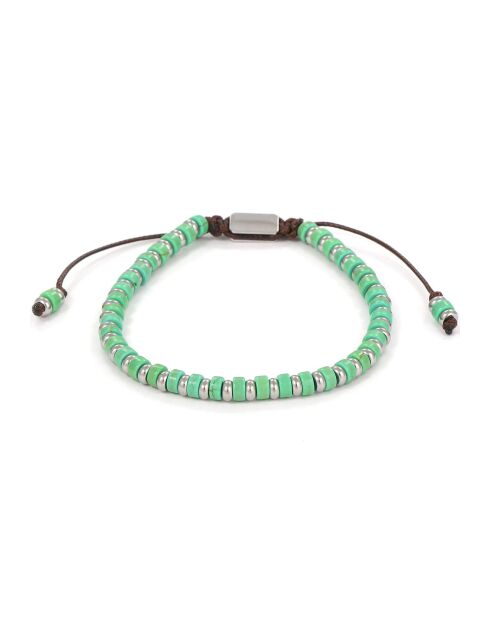 Armband aus Stahl und grünen Perlen