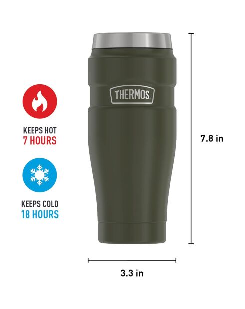 Mug Tumbler isotherme King vert army - 0.47L