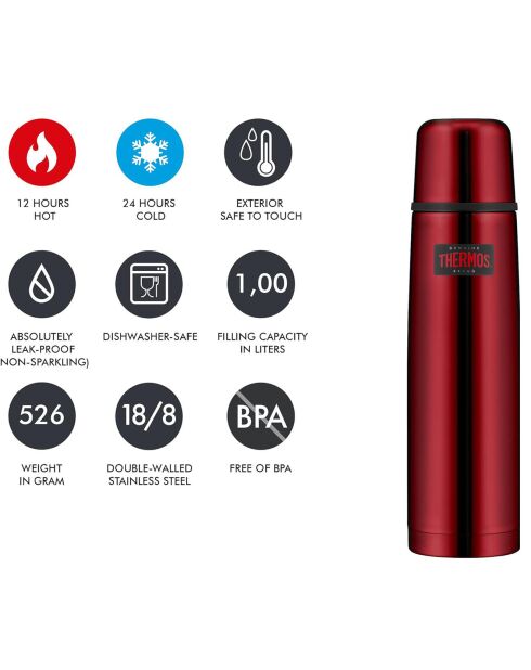 Bouteille Isotherme FBB rouge - 1L