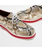 Derbies en Cuir python Punab beige/blanc