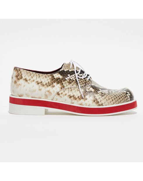 Derbies en Cuir python Punab beige/blanc