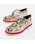 Derbies en Cuir python Punab beige/blanc