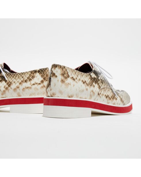 Derbies en Cuir python Punab beige/blanc