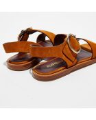 Travers Cognac-Ledersandalen aus Samt