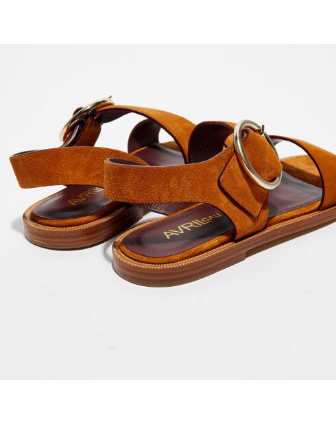 Travers Cognac-Ledersandalen aus Samt