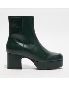 Bottines en Cuir Moubc vertes - Talon 7 cm