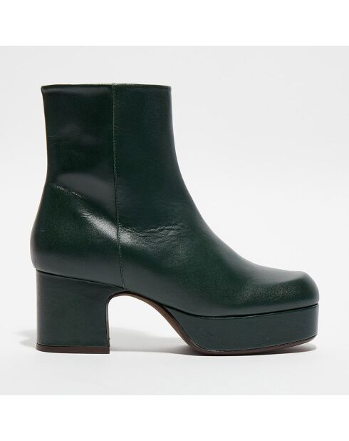 Bottines en Cuir Moubc vertes - Talon 7 cm