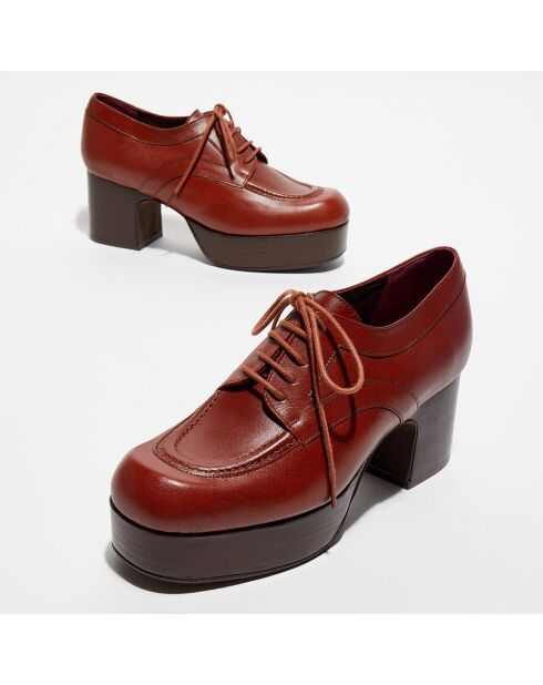 Derbies en Cuir Mam brique - Talon 7 cm