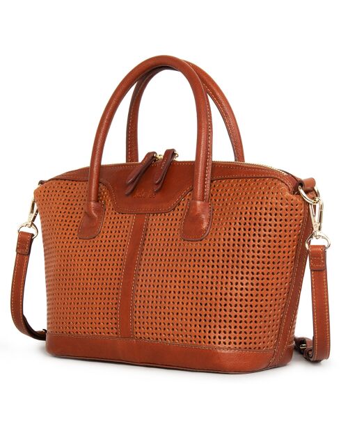Julyet cognac leren draagtas - 34x27x16 cm
