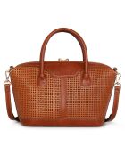Julyet cognac leren draagtas - 34x27x16 cm
