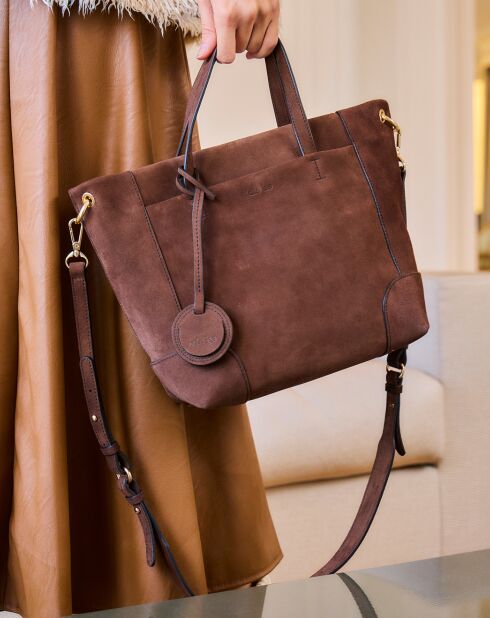 Sac bandoulière en Cuir Tane marron - 18x9x16 cm