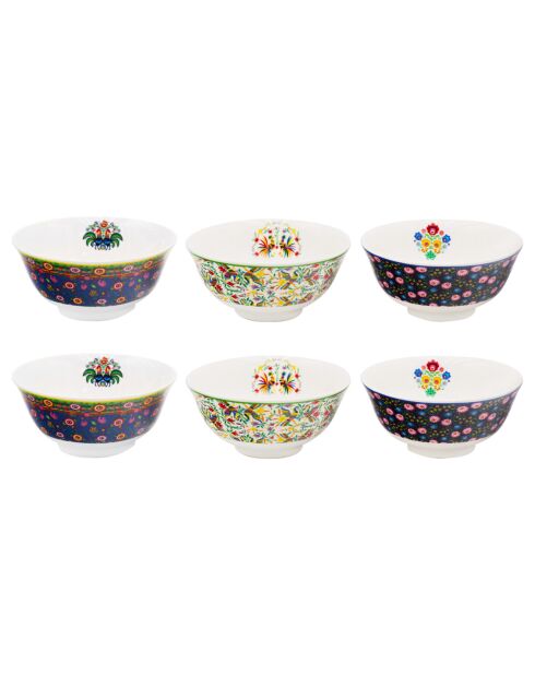 6 Bols muchacha en Porcelaine multicolores - D.15 cm