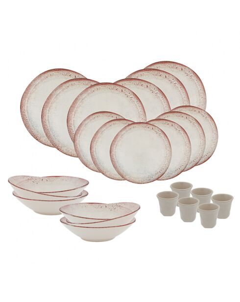Juego de vajilla de ágata de cerámica rosa, 24 piezas