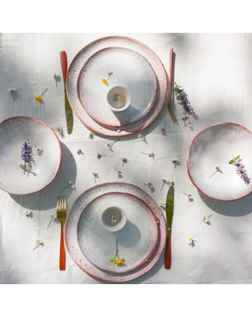 Juego de vajilla de ágata de cerámica rosa, 24 piezas