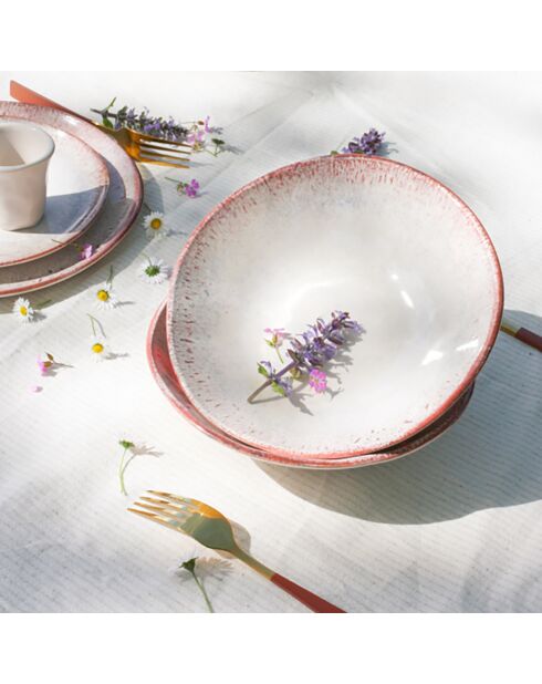 Juego de vajilla de ágata de cerámica rosa, 24 piezas