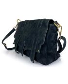 Sac bandoulière en Cuir Agave noir - 30x21x8 cm
